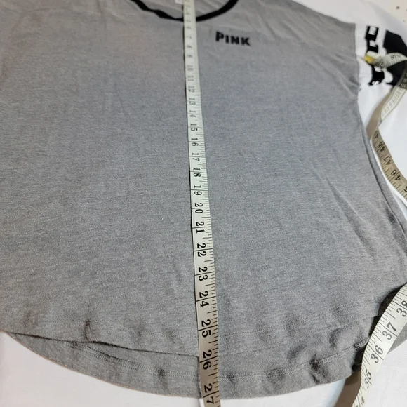 PINK Victoria's Secret Gray and Black Tee - Picture 8 of 8